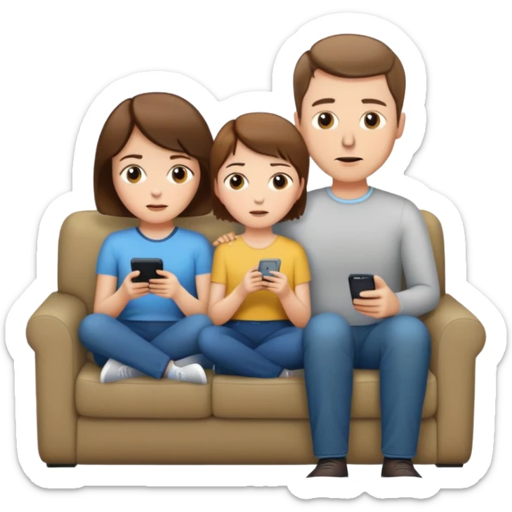 White man, hair and white woman brown hair on the couch watching TV sticker