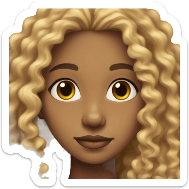 Mixed girl /curly long hair, black light color/ with dark brown eyes  sticker