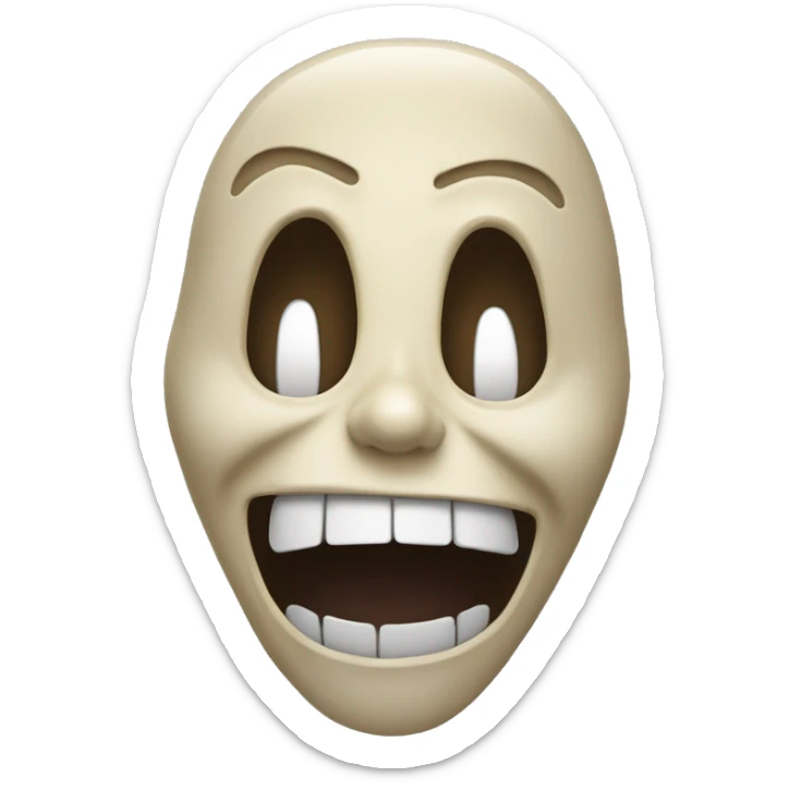 Emoji of the Scream mask character laughing, with wide eyes and a big open mouth, blending eerie and joyful vibes. sticker