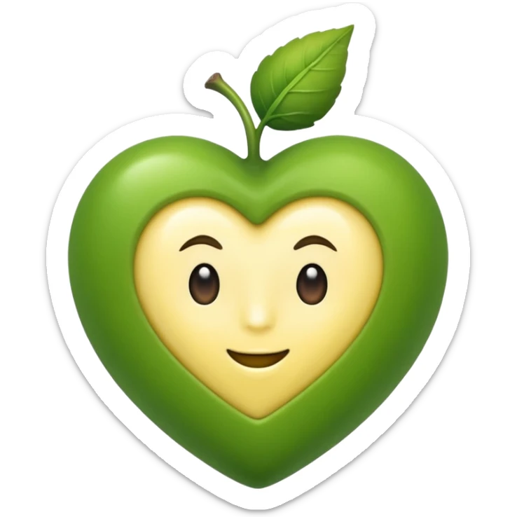 Eine grüne Birne in Herz Form auf der ein Stück Butter schmilzt mit Augen  sticker