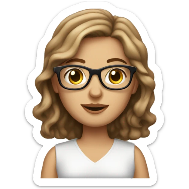 wavy brown-hair white girl with macbook wearing glasses sticker