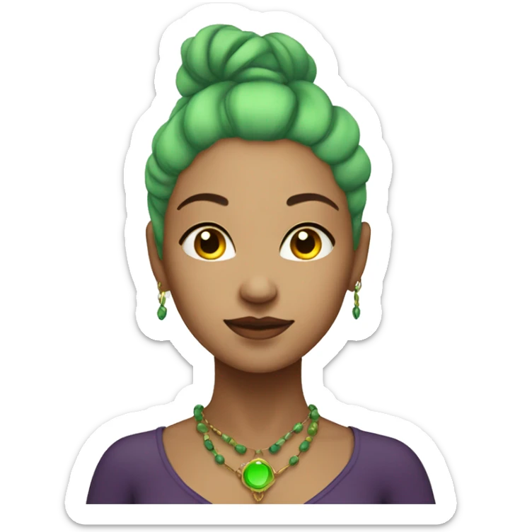 7 chakra symbol woman with light skin and green hair  sticker