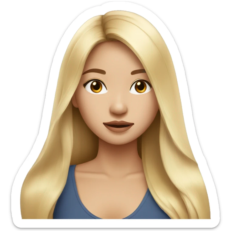 Gorgeous Thai girl with long blonde straight hair sticker