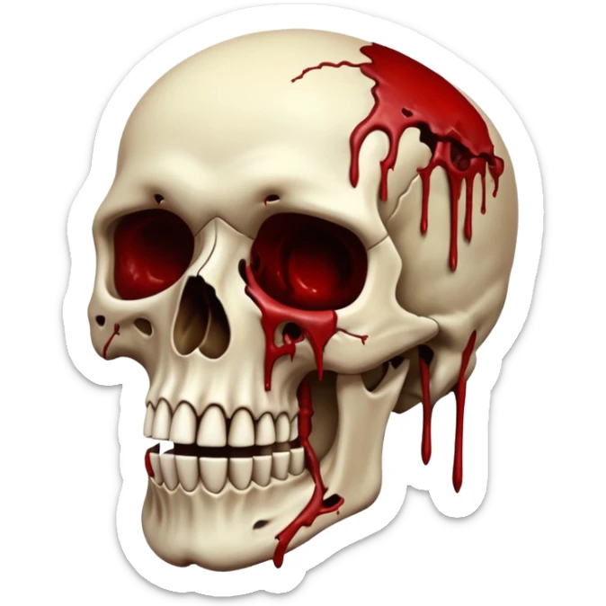 3D rotting corpse jumping in the air. In the style of your bloody skull art. More blood sticker