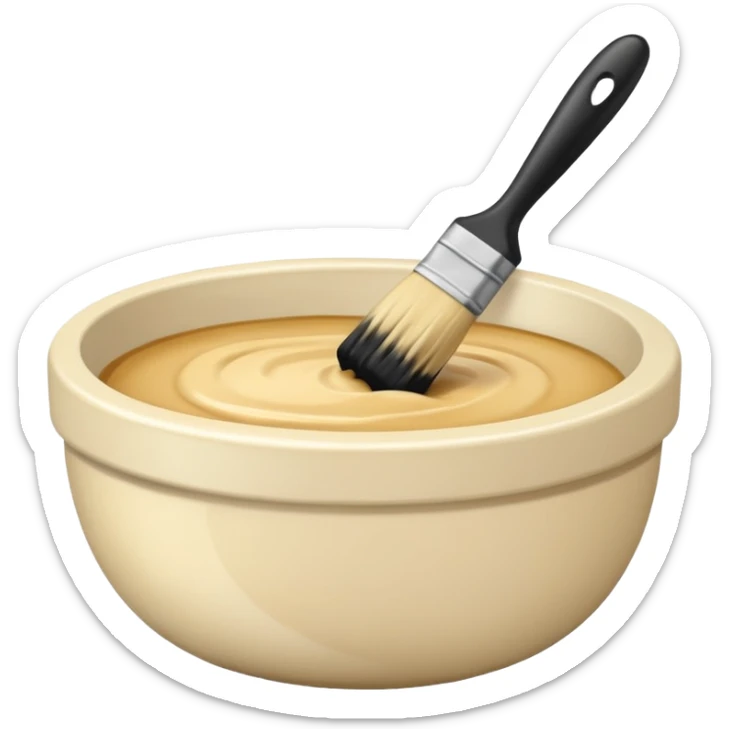 bowl of blonde hair dye with a brush next to it sticker