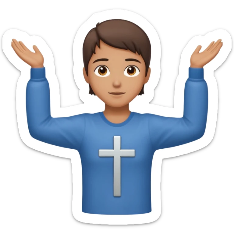 Una persona con los vrazos estirados hacia ambos lados vestido y en forma de cruz sticker
