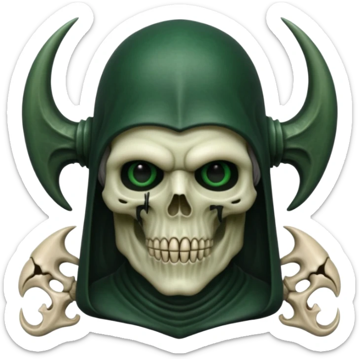 HR giger, wires dark green flesh undead sorcerer, head. bones and skin sticker