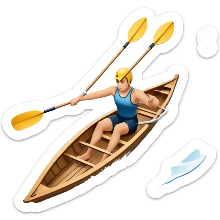 An icon showing a close-up of crossed oars, a sleek racing shell, and rippling water, symbolizing rowing. The design includes droplets in motion and a streamlined boat tip cutting through waves. Transparent background emphasizes strength, precision, and the spirit of competitive rowing sticker