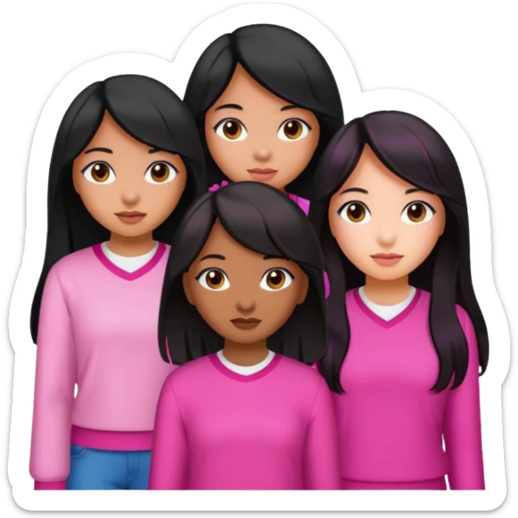 Katseye music group 6 members all girl 2 brown girl 1 korean 1 latina 1 girl with black hair pink highlights sticker