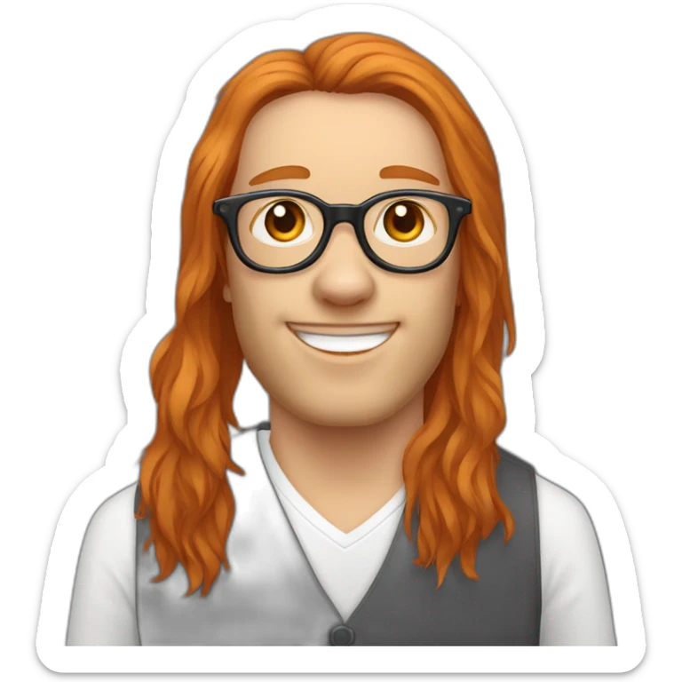 Springer spaniel with owner man and girl orange hair with glasses sticker