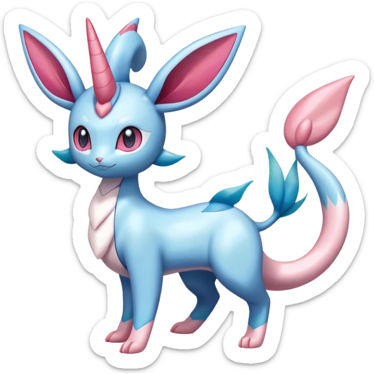 Shiny Cute Milotic-Sylveon-Glaceon-Vaporeon-Dragonair-Pokémon-hybrid-fusion full body sticker