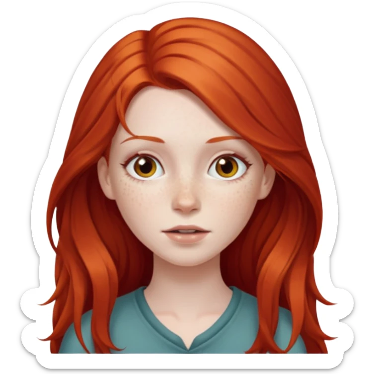 white girl with long red hair sticker