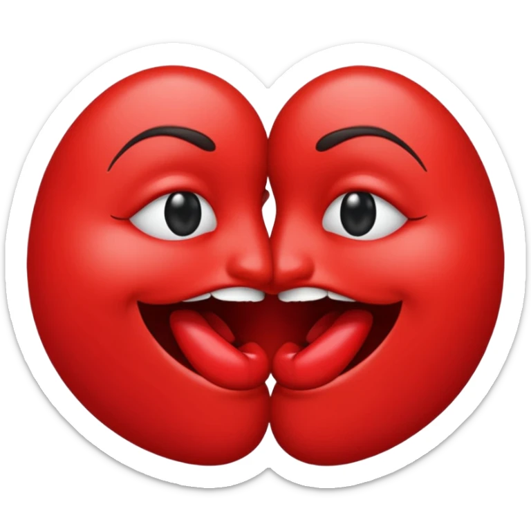 A kiss emoji biting the lip of the other kiss emoji sticker