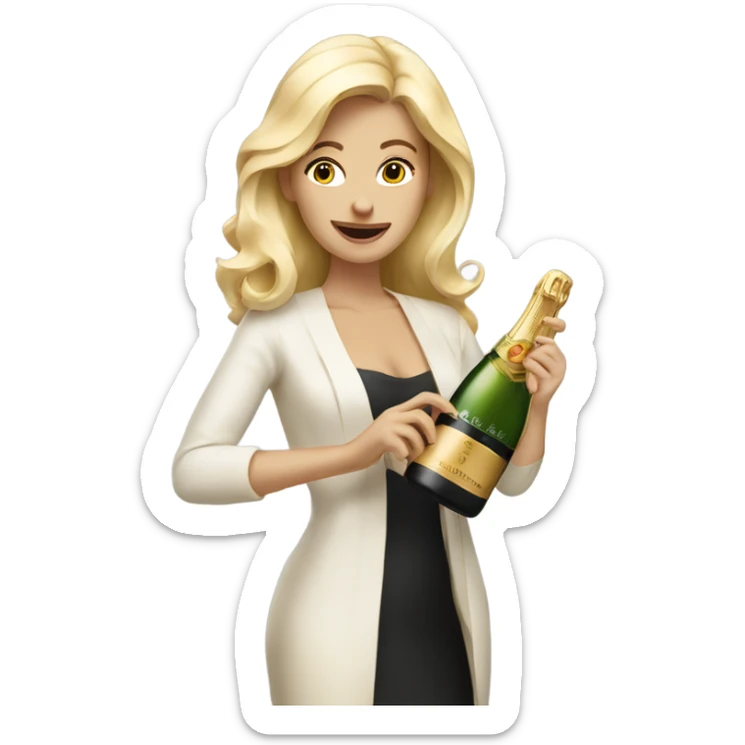 À blonde woman are opening a bottle of champagne sticker
