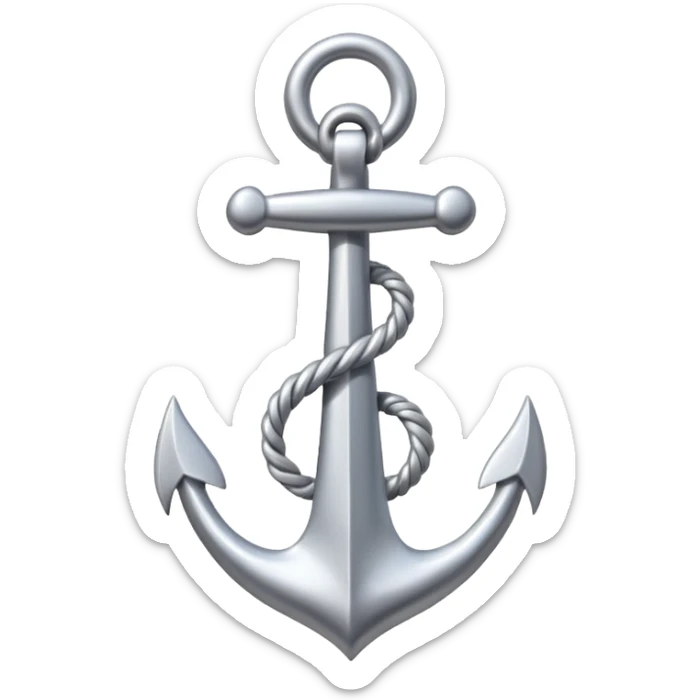 Je veux un emoji encre dans ce style là : ⚓ je veux qu’il représente sentimental par un noeud : 🪢 peut tu me faire l’ancre en argent  sticker