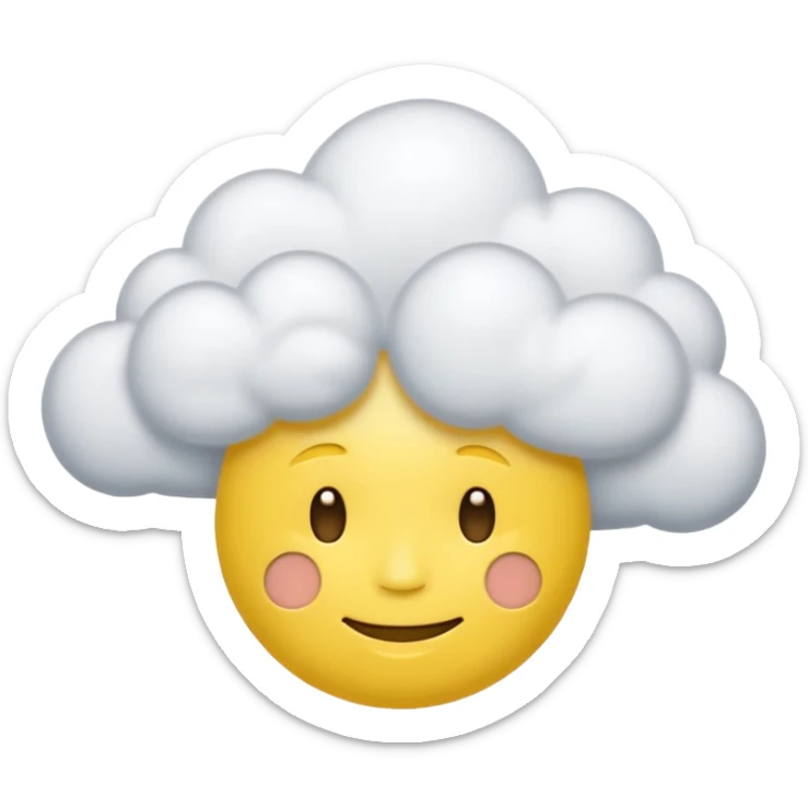 clouds spinning around the head of a yellow face emoji that looks spaced out sticker