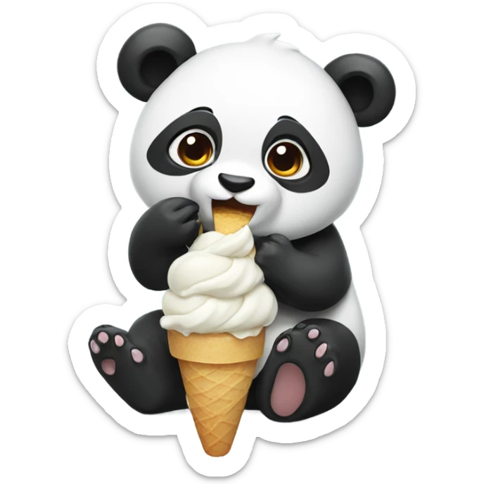 Panda eating ice cream sticker
