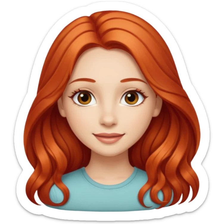 Little red riding hood light skin with straight long wavy hair and long eyelashes  sticker