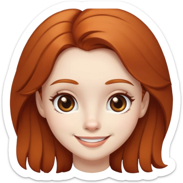 Girl with brown ginger dark hair,smile,pale and brown foxy eyes sticker