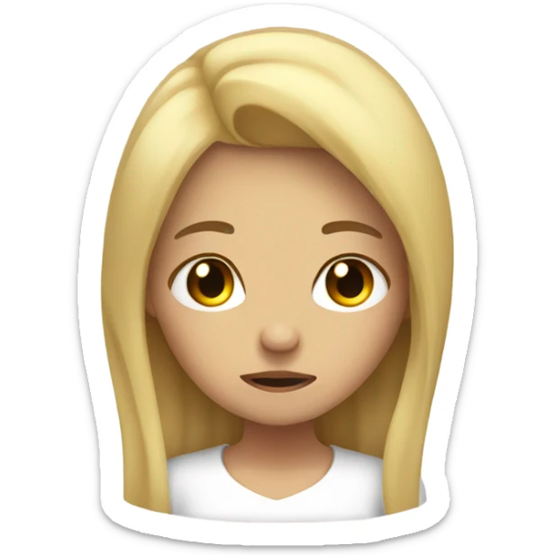 Girl with blonde hair brown eyes crying with a sad smile  sticker