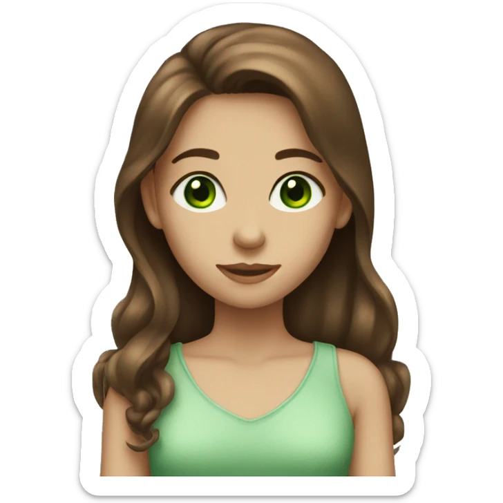 Girl with long brown hair and green eyes sticker