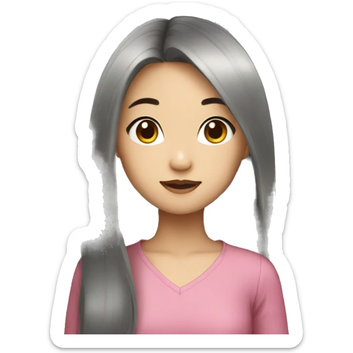 asian girl with long hair sticker