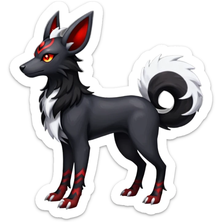 Shiny Exotic Excessive Mysterious Houndoom-Mightyena-Pokémon-Fakémon-hybrid-creature (full body) sticker