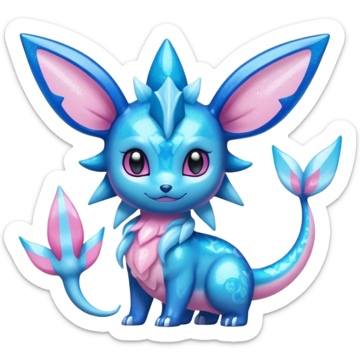 Black Oily Smooth Glossy Glittery Scaled  Vaporeon-Glaceon-Sylveon-Amaura-Fakémon-fusion sticker