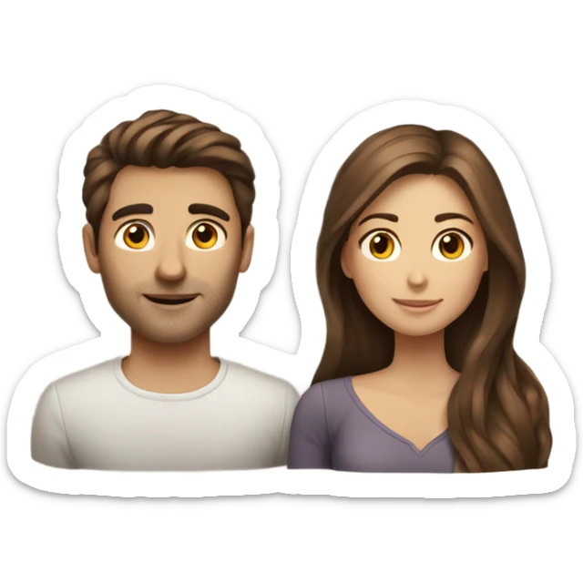Brown hair men with long brown hair women couple  sticker