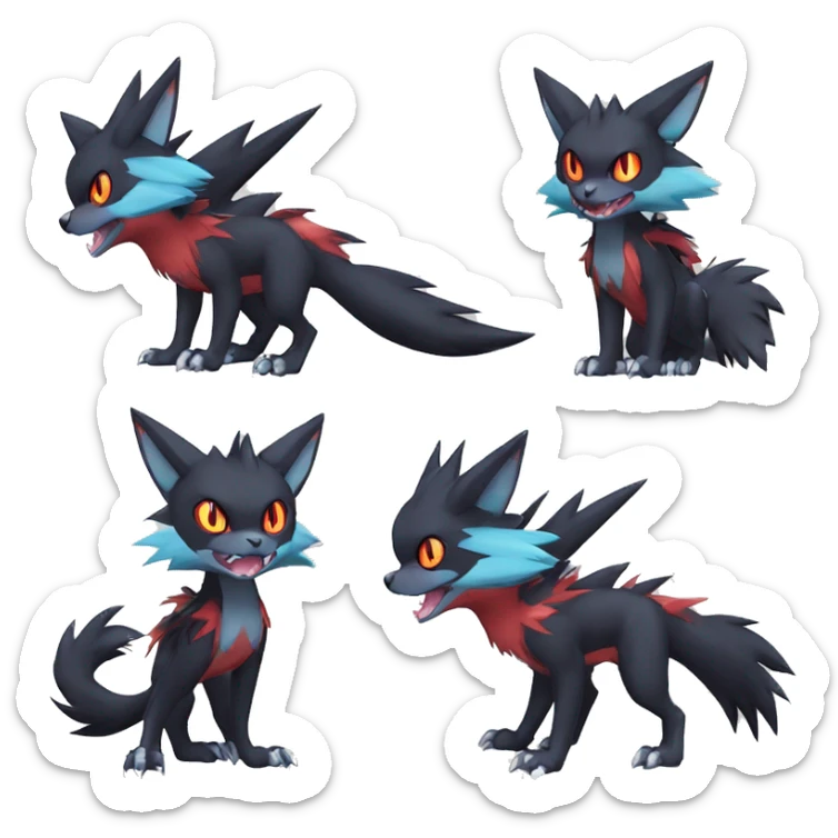  Kawaii Edgy Cool Beautiful Nargacuga-Noivern-Torracat-Litten-Zorua-Zoroark-Fakemon-fusion full body sticker