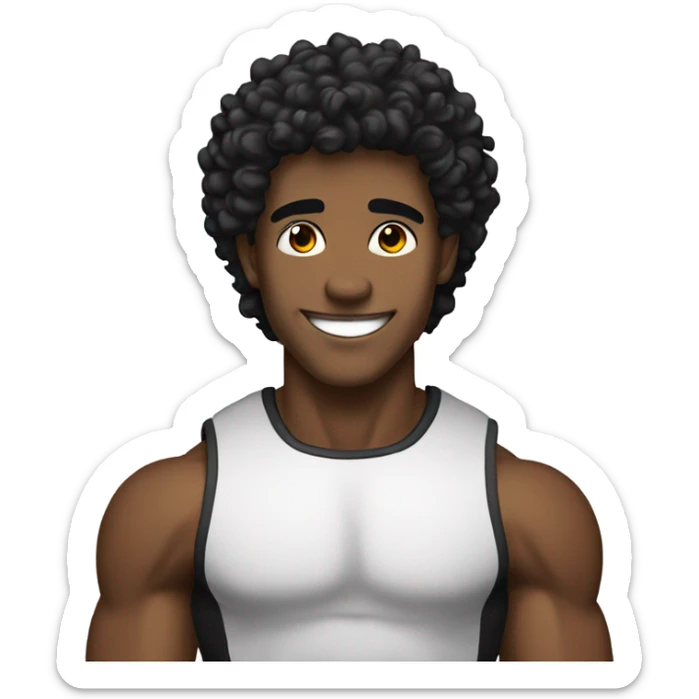 Hot lean black man gorgeous muscular with black hair a little curly with a precious smile  sticker