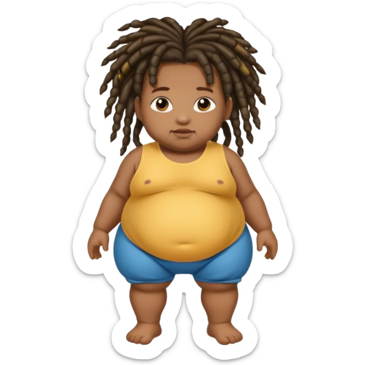 Diabetic disabled black baby with dread locks with obese body and a big but sticker