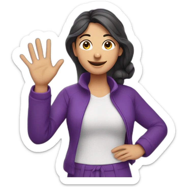 Armenian woman saying hello and giving five with happy face  in purple clothes  sticker