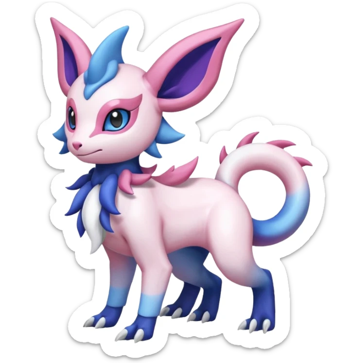 Shiny Absol-Salandit-Sylveon-Amaura-Fakémon-hybrid-creature (full body)  sticker
