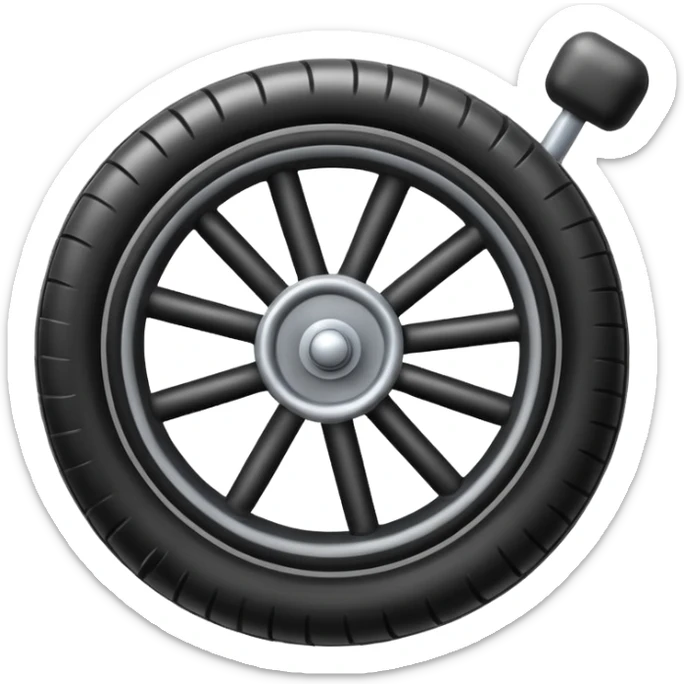 he aircraft's landing gear is one inflated, plump wheel with a strut, black in color, cartoon-style sticker