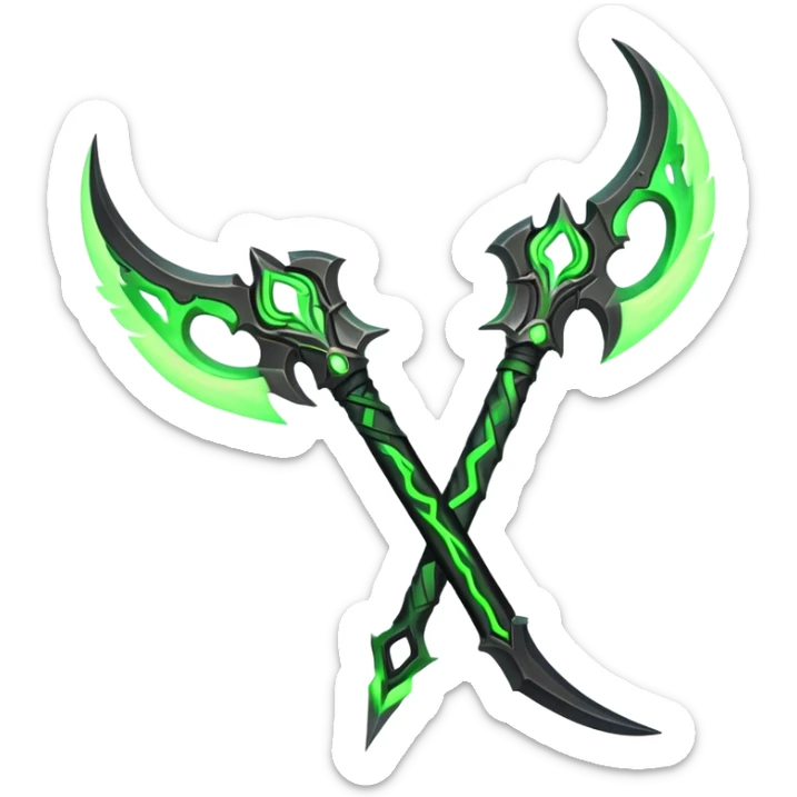 World of Warcraft warglaives weapon, curved blades like Illidan's weapons sticker