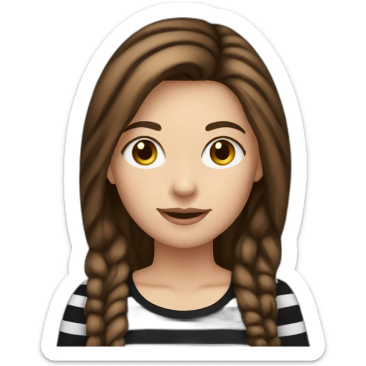 brown hair woman long hair black stripy t-shirt sticker