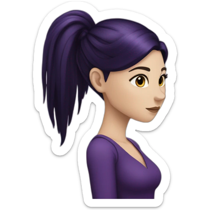 White girl with long straight black and purple hair Raven Queen sticker