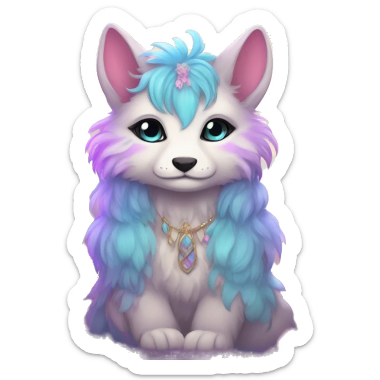 Kawaii bright fantasy ethereal anthro fursona animal sticker