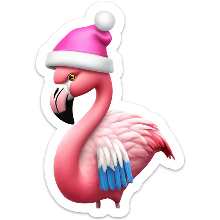 Pink flamingo wearing Brighton and hove Albion shirt and a Santa hat sticker