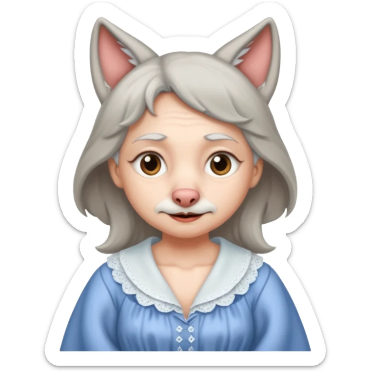 The big bad wolf put on Grandma's clothes and disguised itself as a human. sticker