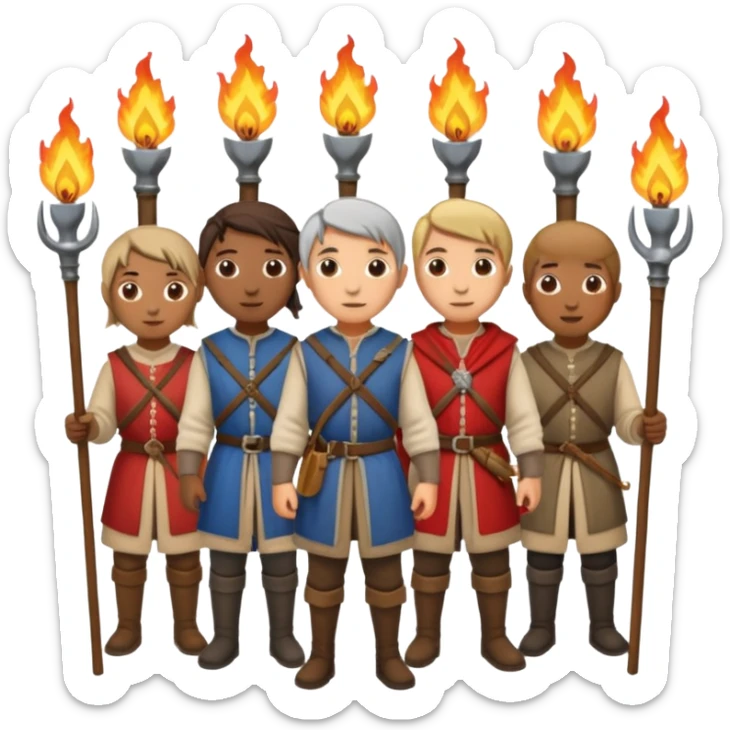 les villageois qui certains ont des fourches + torches (pas des fourches enflammer!) sapé en moyen age sticker