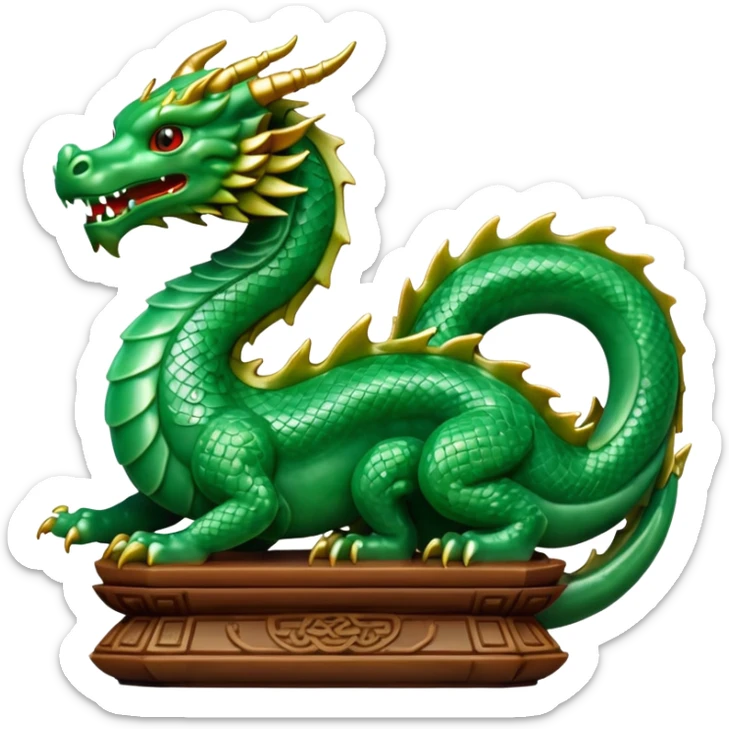 A dragon statue in the style of ancient China made of jade sticker