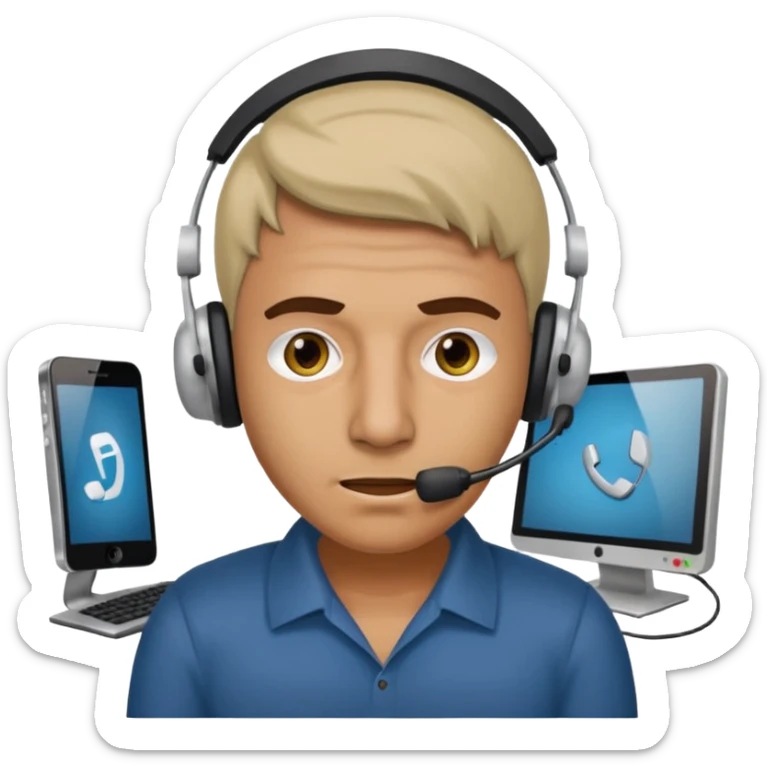 mean looking phone scammer in sketchy call center from pakistan working our of filthy bedroom sticker