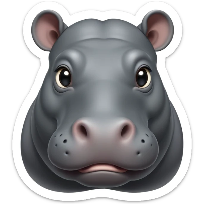 cinematic-noble-hippo-portrait-emoji,-poised-and-regal,-with-a-massive,-robust-build-and-a-smooth,-sleek-slate-gray-hide,-deep-set-soulful-eyes,-simplified-yet-sharp-and-sophisticated-features,-highly-detailed,-glowing-with-a-soft radiance sticker