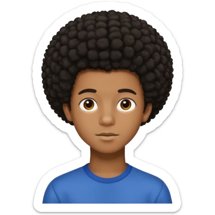 teen black boy with medium afro hair and dark brown eyes  sticker