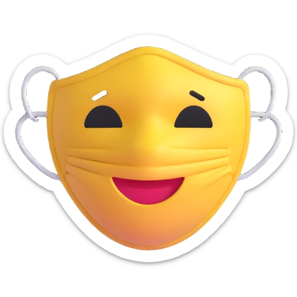 cartoon sticker of a medical mask emoji, colorful and cheerful style, no text, suitable for WhatsApp and Instagram, transparent background sticker