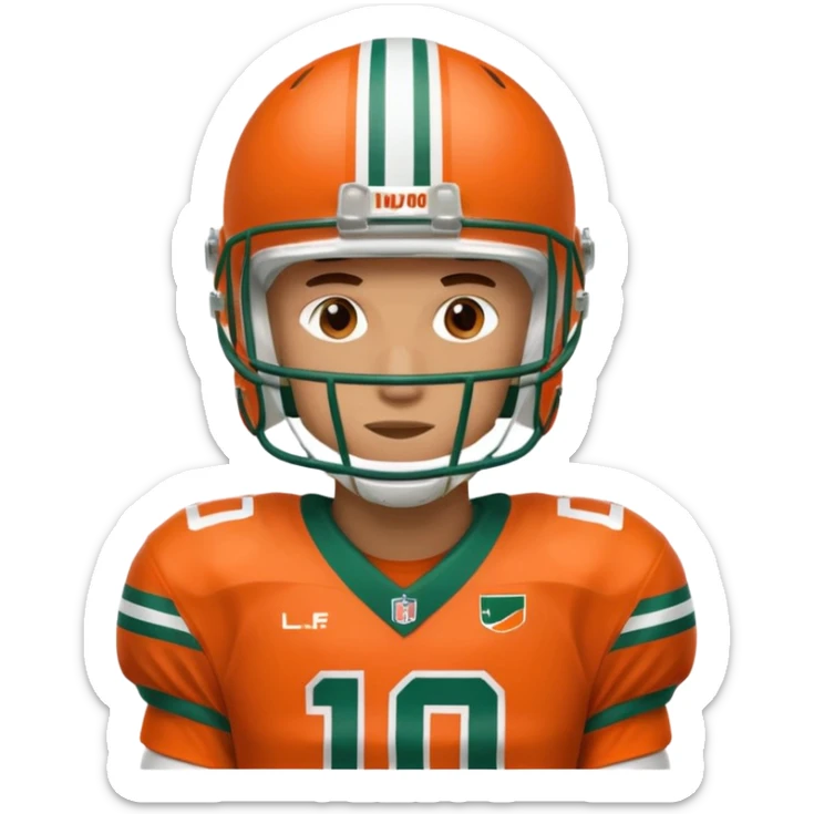 football player for the university of miami wearing number 10 sticker