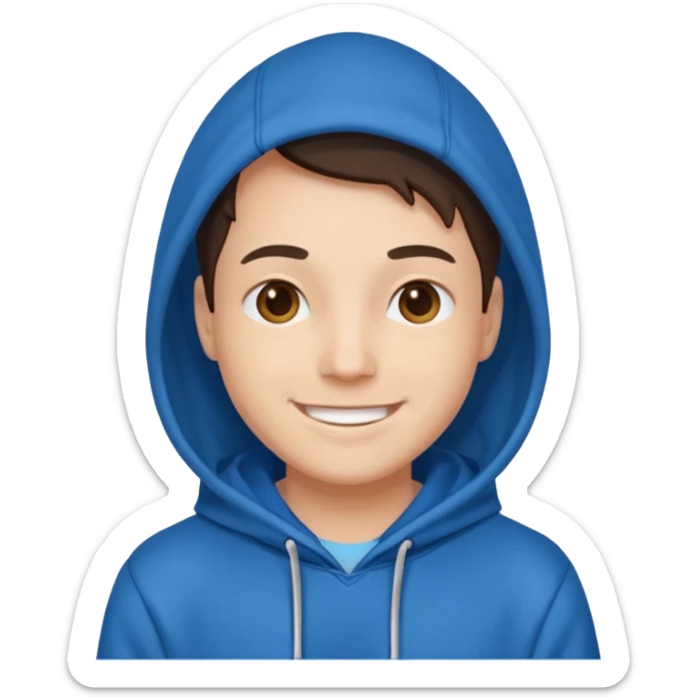 emoji of a person wearing a blue hoodie smiling sticker