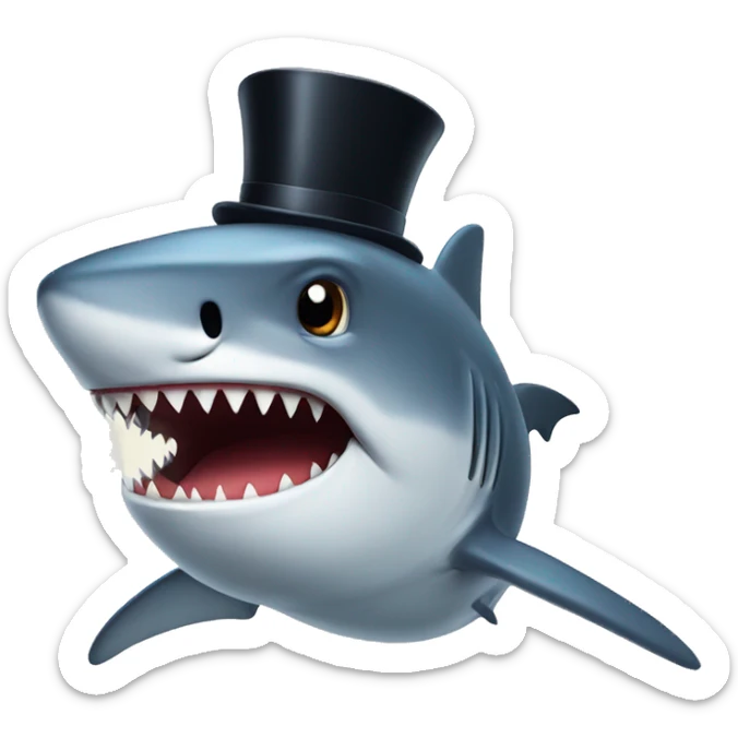 Shark with a top hat sticker